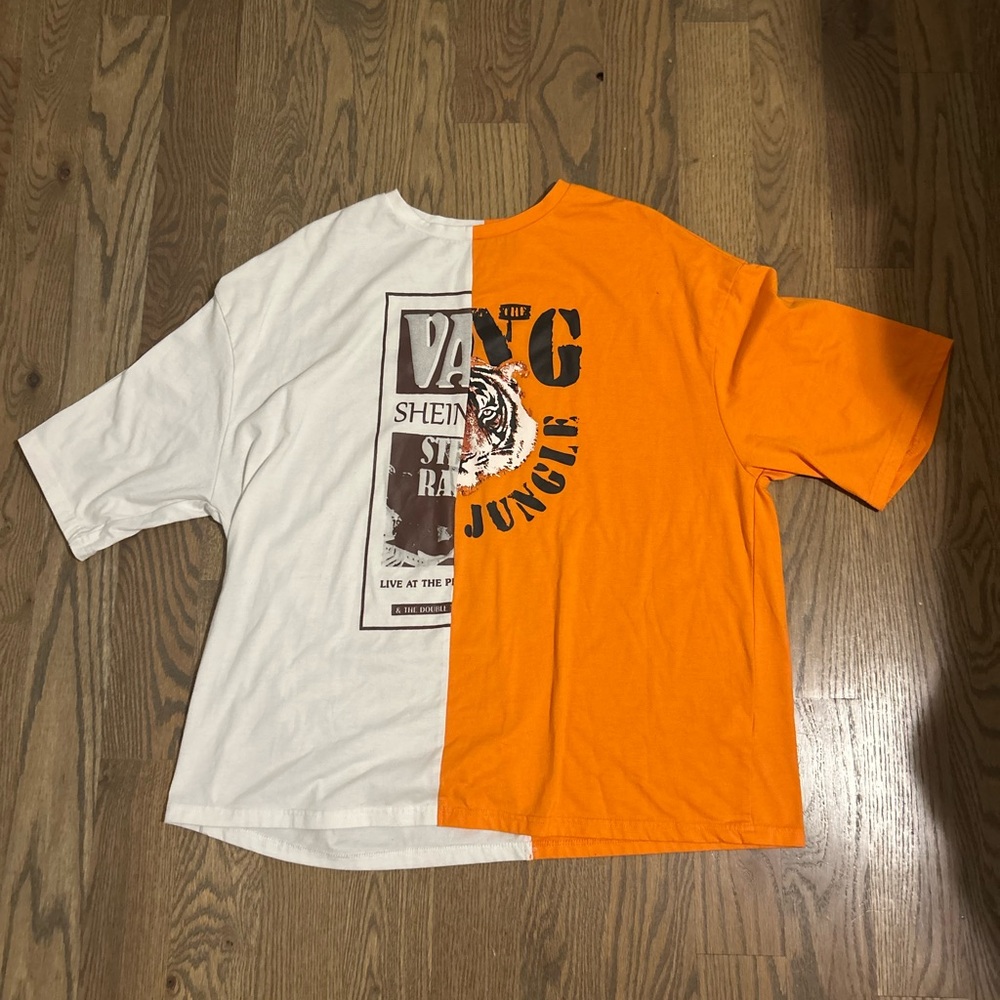 Orange and White Graphic Shirt